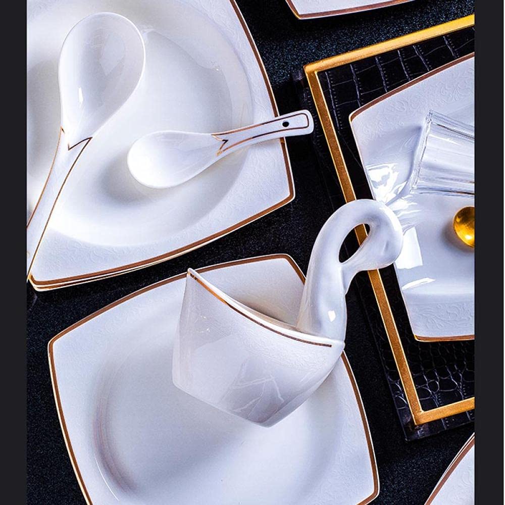 Amazon.co.jp: 60 ヘッドヨーロピアンスタイル食器セット景徳鎮陶器