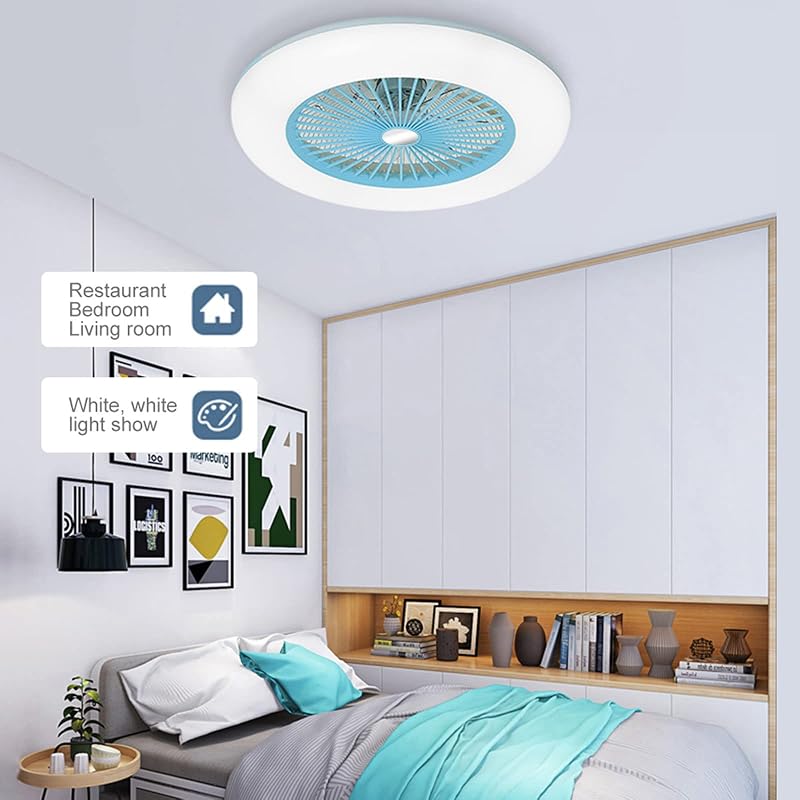 Lixada LED Mennyezeti Ventilátor Távirányítóval Kék 36W Hálószoba Nappali