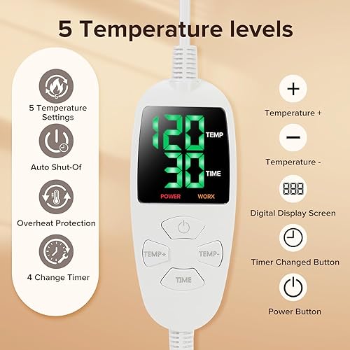 Miniatura 4 de Almohadilla térmica portátil – Manta térmica con peso para cuello, hombros y espalda – Almohadilla térmica extra grande de 25"x37" para toda