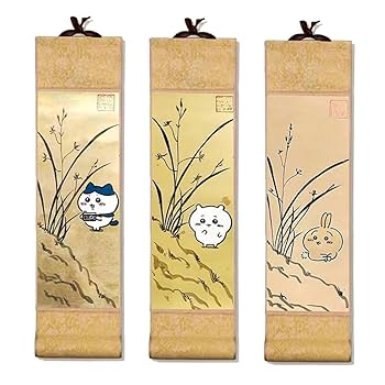 Amazon.co.jp: ちい 掛け軸 かわ 掛軸 10*36cm 水墨画 巻物