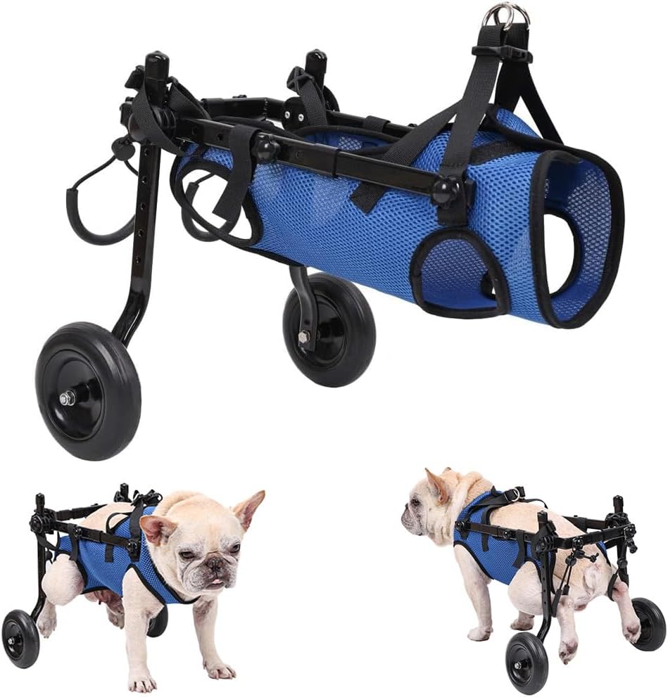 Dog Wheelchair, Adjustable Pets Cart with Wheels for Back Legs,Dog Leg Brace and Hip Support, Assist Small Pets with Paralyzed Hind Limbs to Recover Their Mobility (S)