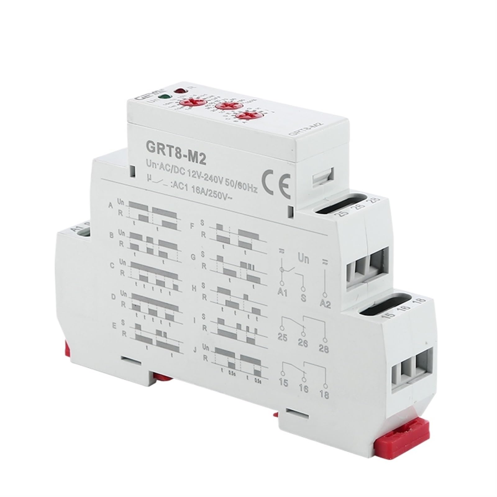COKYIS Relé Temporizador multifunción Ajustable GRT8-M con 10 Opciones de Funciones AC DC 12V 24V 220V 230V relé de Tiempo Carril DIN (Size : GRT8-M2 ACDC12V-240V)