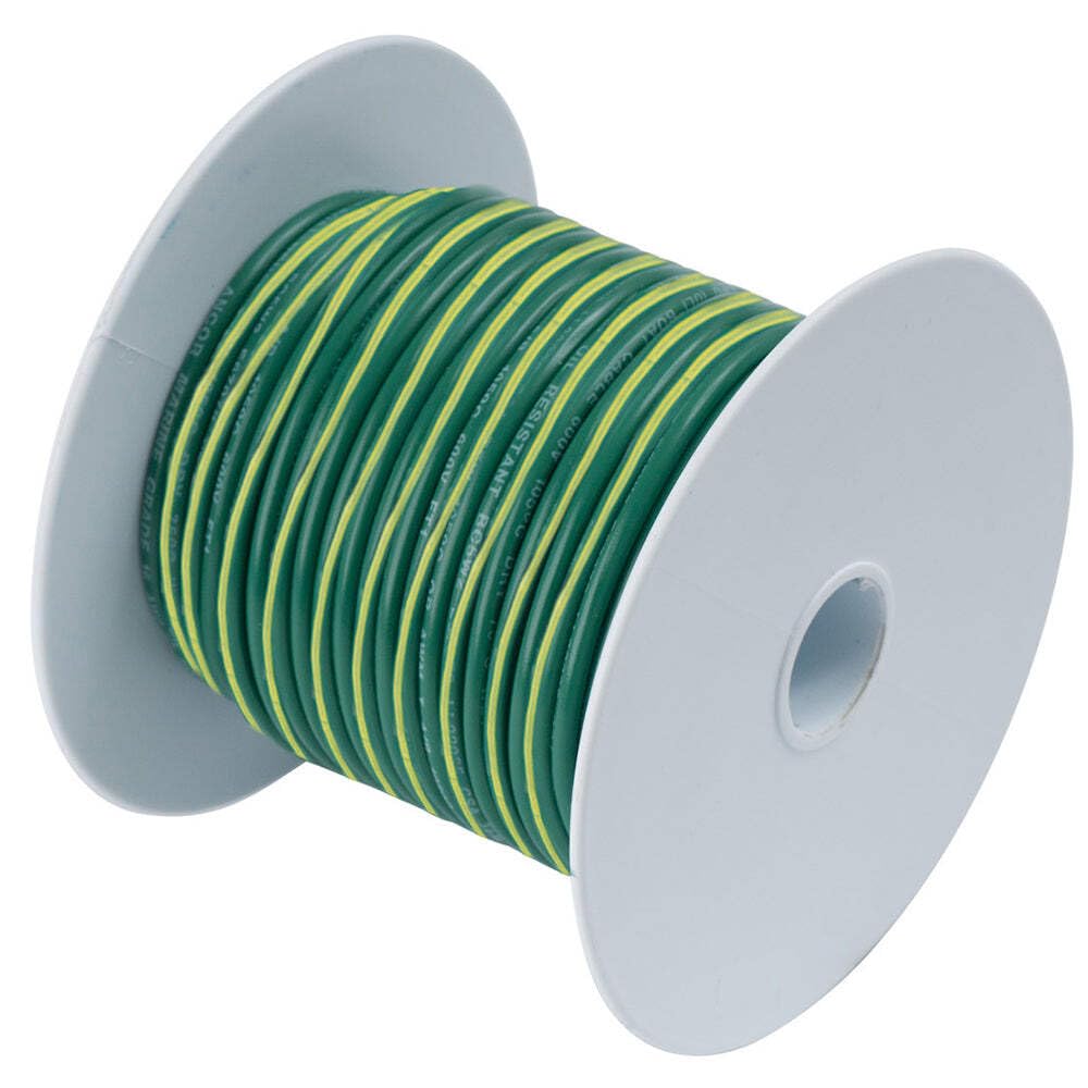 Ancor 109310 Marine Grade Electrical Primary Tinned Copper Boat Wiring (10-Gauge, Green with Yellow Stripe, 100-Feet)