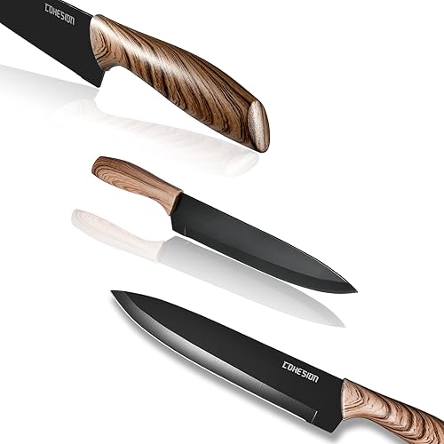 Miniatura 9 de Cohesion Juego de 5 cuchillos de cocina con soporte magnético para cuchillos para pared, juego de cuchillos de chef ultra afilados en caja con