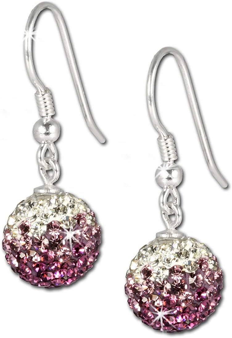SilberDream Glitter Earring Swarowski Elements purple ICE, 925 Sterling Silver GSO001