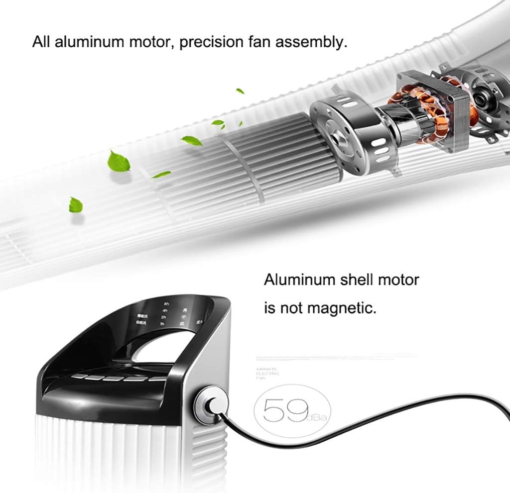 Tower Fan Home Vertical Air Cooler Floor Fan Powerful Cooling Office Quiet Leafless Fan Anti-Dump Design White 106 x 33 x 34 cm