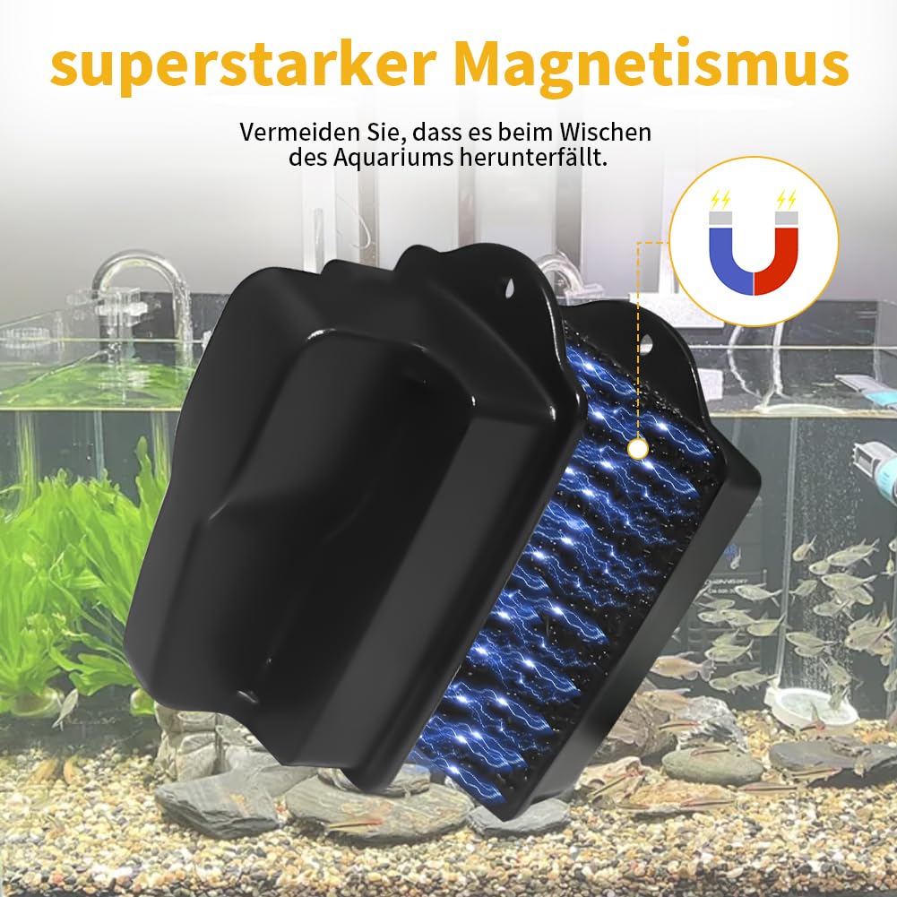 Lot de 2 brosses magnétiques de nettoyage pour vitres d'aquarium - Petite brosse magnétique - Convient pour le nettoyage du verre d'une épaisseur ≤ 15 mm