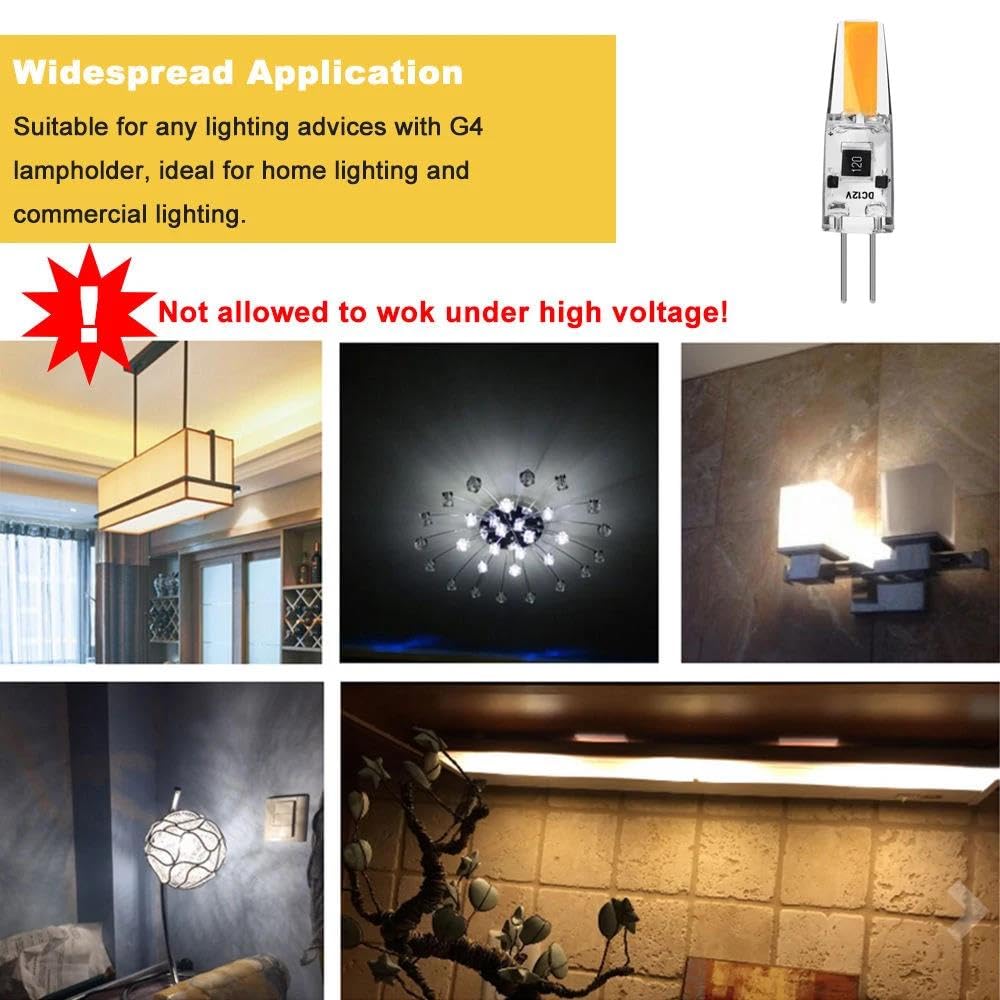 10pcs Mini G4 LED COB LAMP LAUM AC DC 12V 220 V Ersetzen Sie 30W 40W Halogen für Kronleuchter, warmes Weiß, 7W