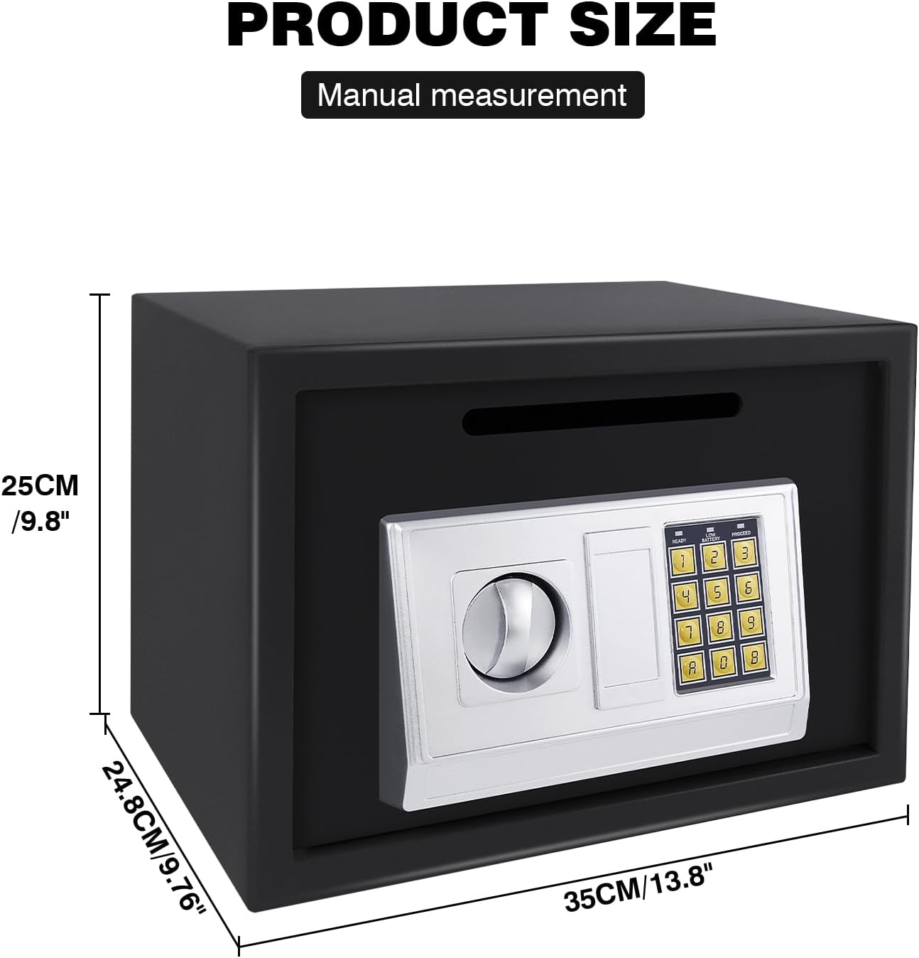 Security Fire Cabinet Personal Box,With Digital Pin Keypad Lock and Keys Safe Box/Black/16L