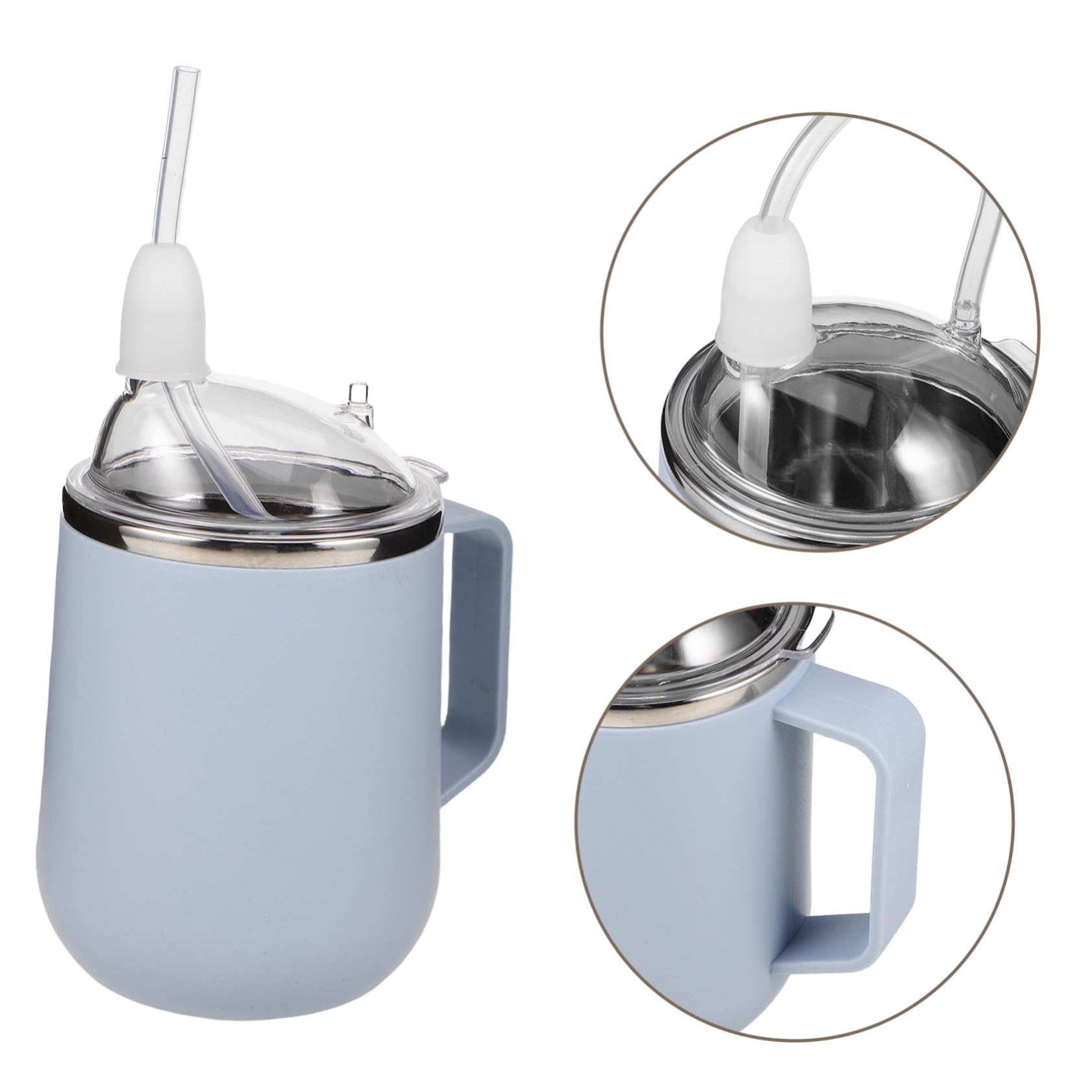 Beaupretty Pflege -Schluckbecher Spill Proof Strohbecher Auslaufsicherer Trinkbecher für Erwachsene älterer älterer Trinkbecher Stillstrohbecher Grinktflaske Edelstahl 304 Himmelblau