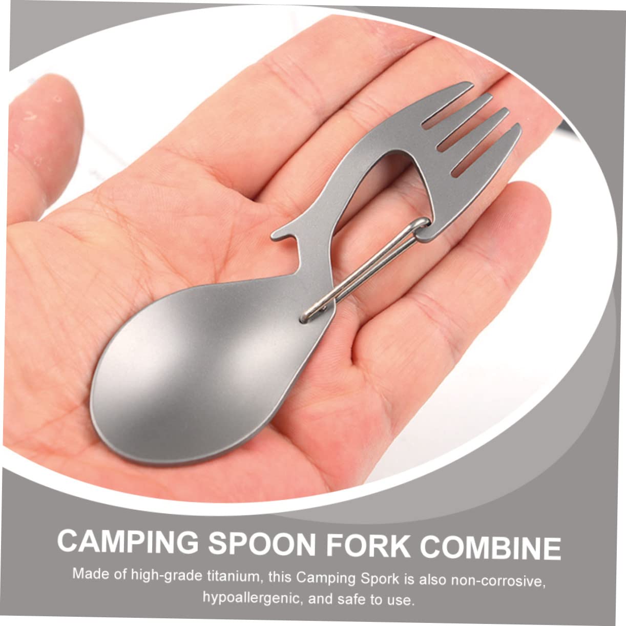BESTonZON 5 Pièces Vaisselle multifonctionnelle en titane voyage Ustensiles portable à couverts pliable camping spork multifonction cuillère multi-usages en titane fourchette de camp