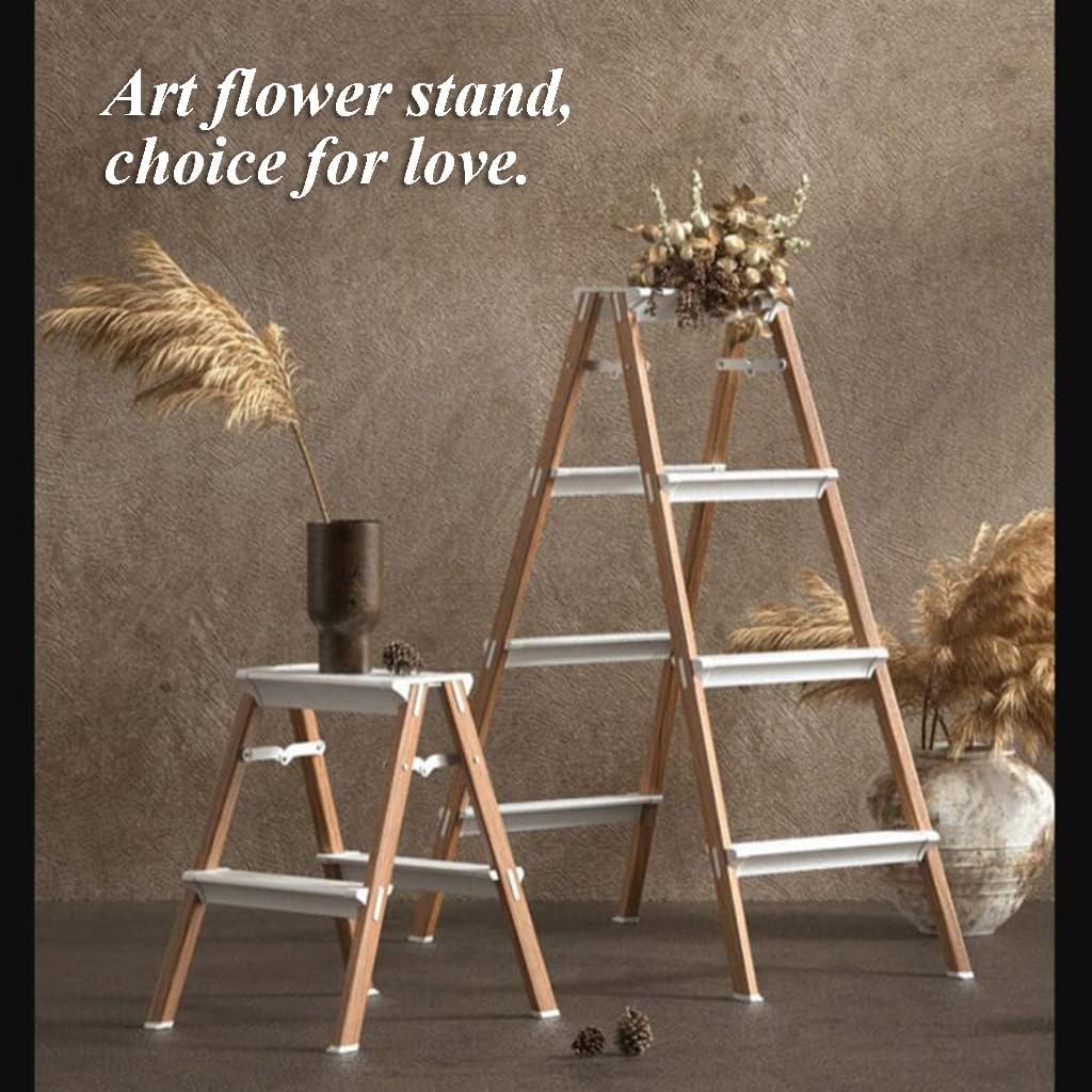 Step Ladder Folding Step Stool Extension Ladder Portable Folding Ladder Telescoping Ladders Home Small Multipurpose Everyday Use Step Ladders Folding Ladder Telescoping Ladder ( Color : Wood color , S