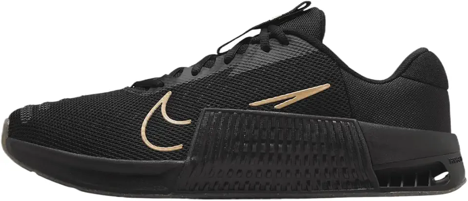 Tênis de treino masculino Metcon 9 (DZ2617-007, preto/marrom claro) Tamanho 4