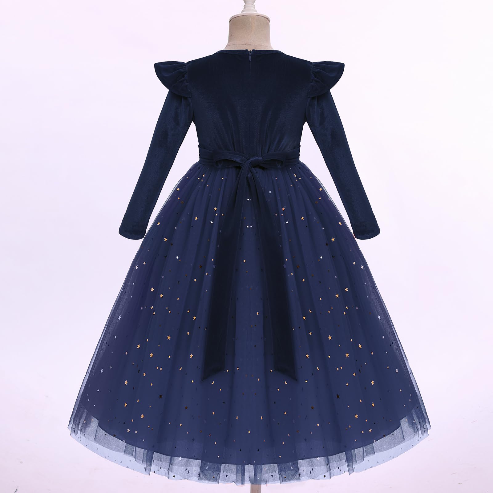 IDOPIP Stickerei-Blumenmädchen-Samt-Tutu-Kleid für Kinder, Prinzessin, Geburtstag, Party, Festzug, Hochzeitskleider, Herbst und Winter