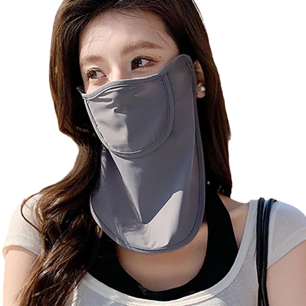 [ALUBES] 耳かけ スポーツ フェイスカバー 通気性 uv 息苦しくない アウトドア 夏 レディース uvカット UPF50+ フェイスガード 農作業 テニス ゴルフ 登山 自転車 釣り 接触冷感 洗えるマスク