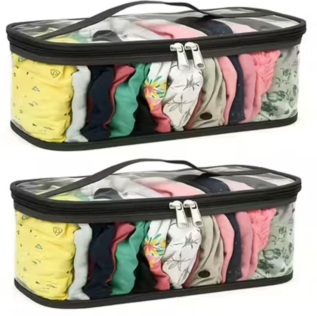 Clear Storage Organizer Pouches for Women, Transparent PVC Travel Bags with Zipper Closure, Multi-Color Clothing Storage Set-image-44