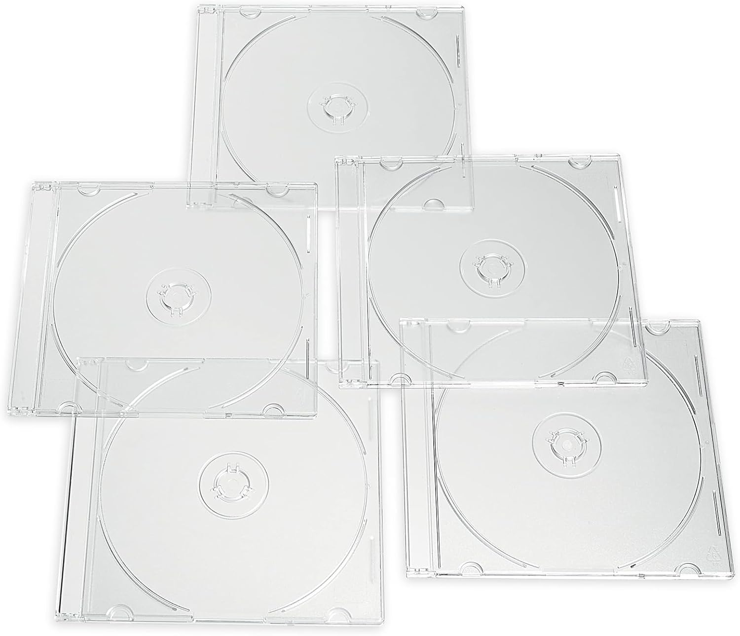 Transparent CD Storage Box Standard Single Clear CD Case with Assembled Clear Tray, 5 Pack