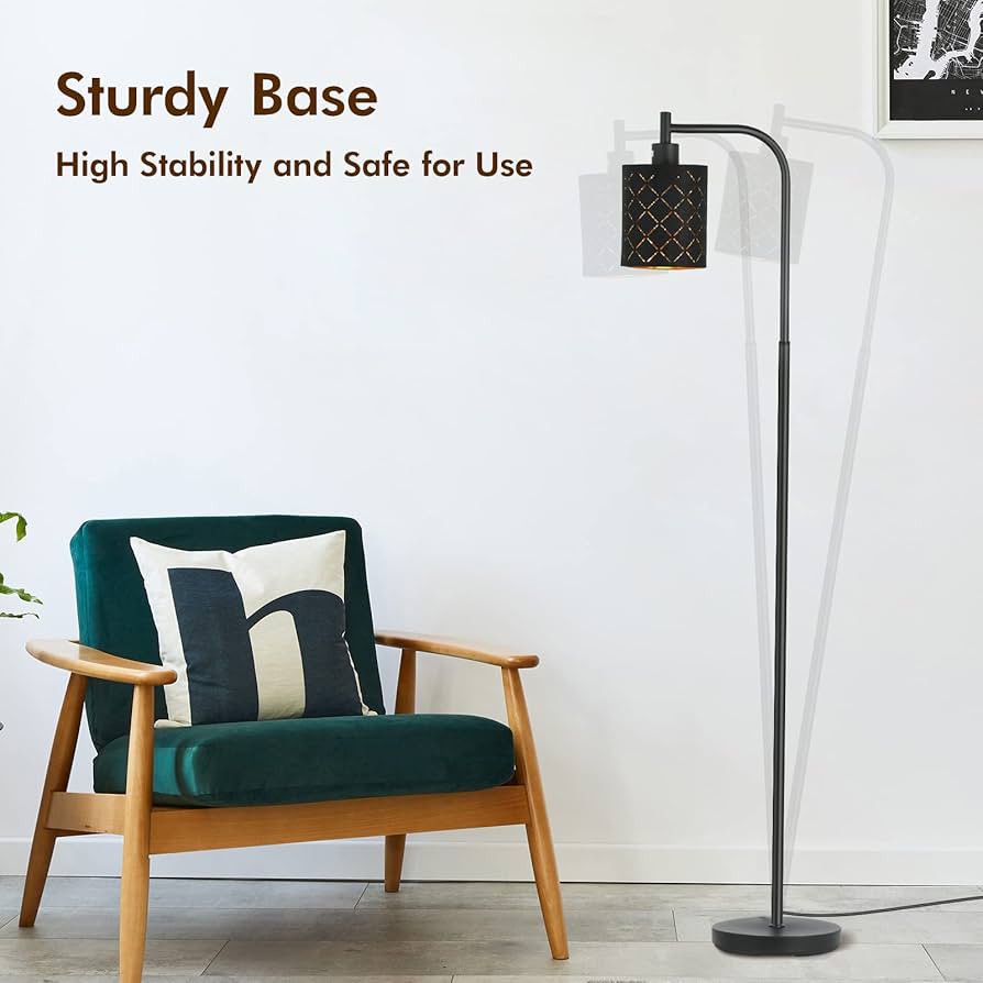 Gothic Floor Lamp with Laser-Cutout Lampshade, LED Standing