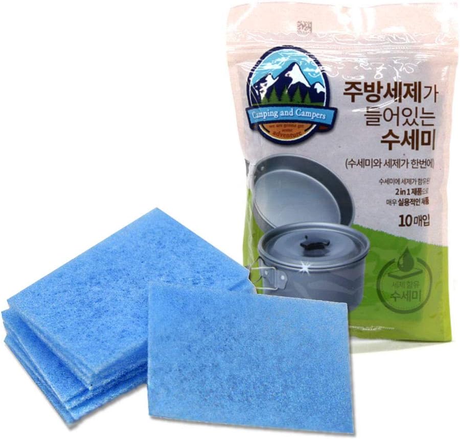 Pure 1st Class Detergent Dish Cleaner 20P 30P for Outdoor and Camping - Detergent Included Scrubber Use on Fruit to Tableware (Made in Korea) (30P)