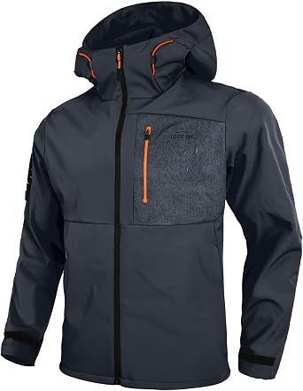 Mens Softshell Jacket Lightweight Waterproof Hooded Insulated Rain Jacket Windbreaker for Hiking & Travel