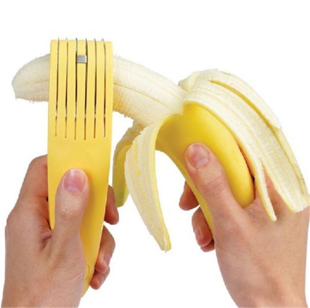 Bananensnijder,Forreen 3 Stuks Fruitsnijder Roestvrij Staal Multifunctioneel Draagbaar Bananen Snijder Praktische Keukengadgets voor Bananen Groentekomkommer Hotdog Fruit