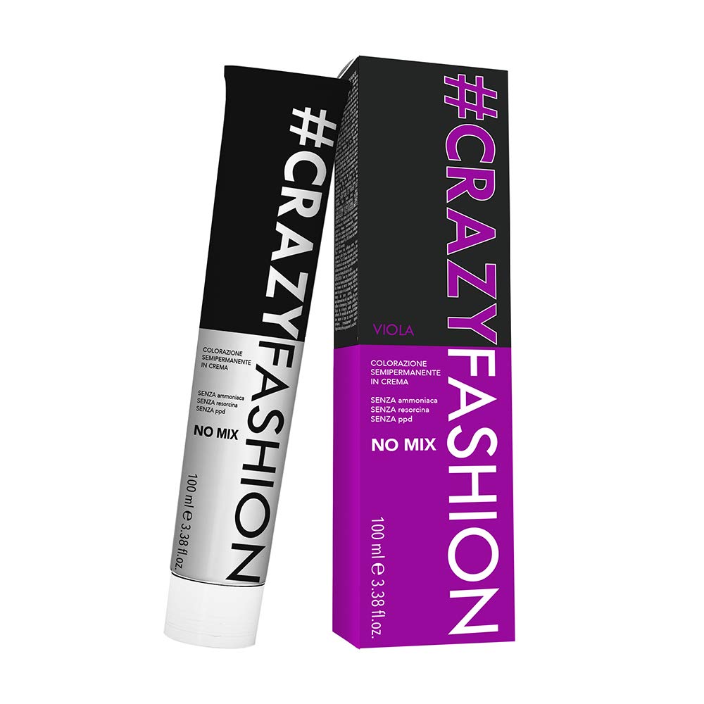 Crazy Fashion, Semi-Permanent Dye, No Ammonia, Resorcinol or PPD, Semi-Permanent Cream Dye, Lasts 6 to 8 Washes, Violet, 100 ml