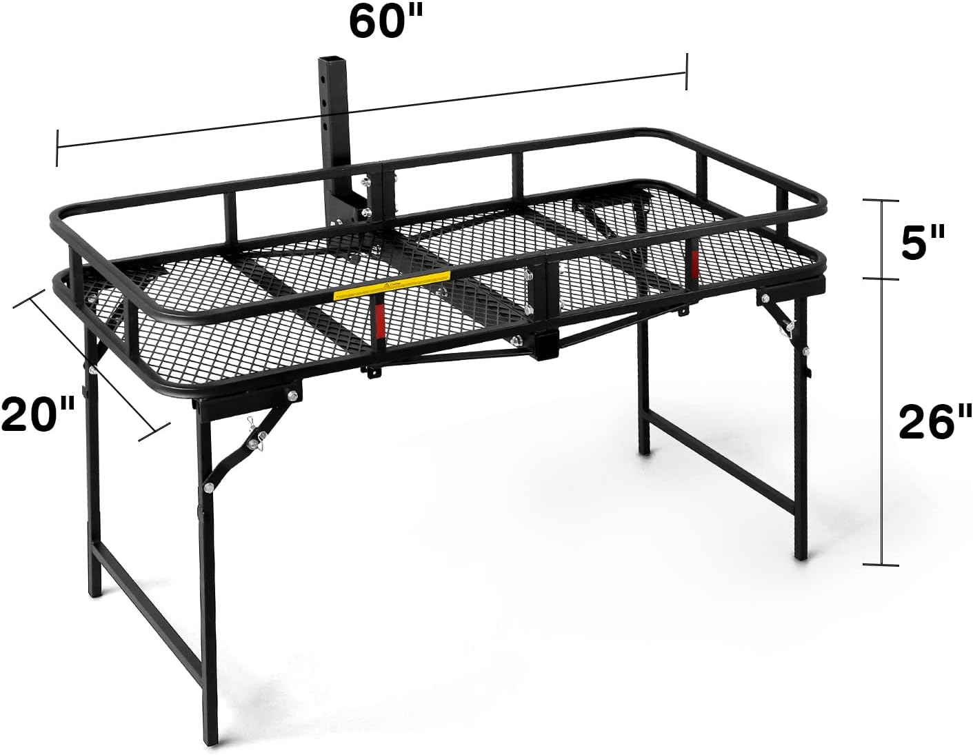 Leader Accessories Hitch Mount Cargo Carrier with Stand Foldable Cargo Basket 60" L x 20" W x 5" H with 500 LB Capacity Fits 2" Receiver