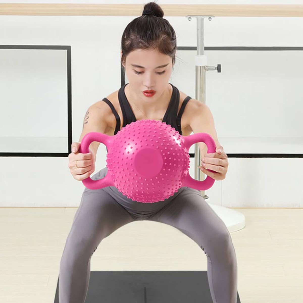 Kettlebell in Peso da Portatile Pvc Riempire Regolabile | Impugnatura Doppia, Antiscivolo, Protezione Pavimento, per Squat e Ginnastica, Comodo da Trasportare