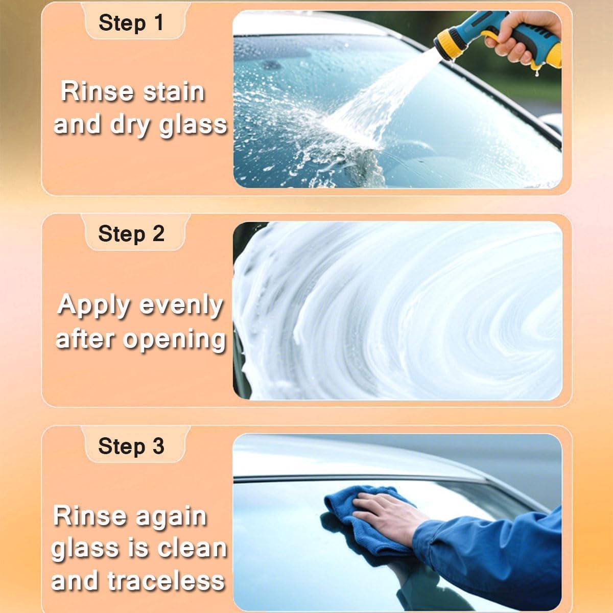Glass Oil Film Remover for Car,Handheld Glass Oil-Film Remover,Upgrade 100ml Roll-On Glass Compound with Cleaning Board,Removes Oil Film & Smudges,Improve Windshield Clarity for Safe Driving (2 PACK)
