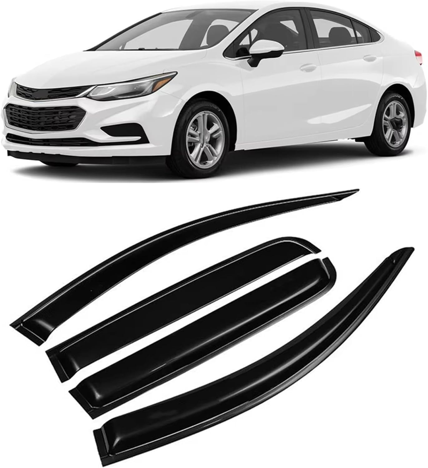 Acwyahso Rain Guards Wind Deflectors for Cruze 2017-2020, 4Pcs Vent Visors, Allows Fresh Air & Keeps Rain Out, No-Drill Install