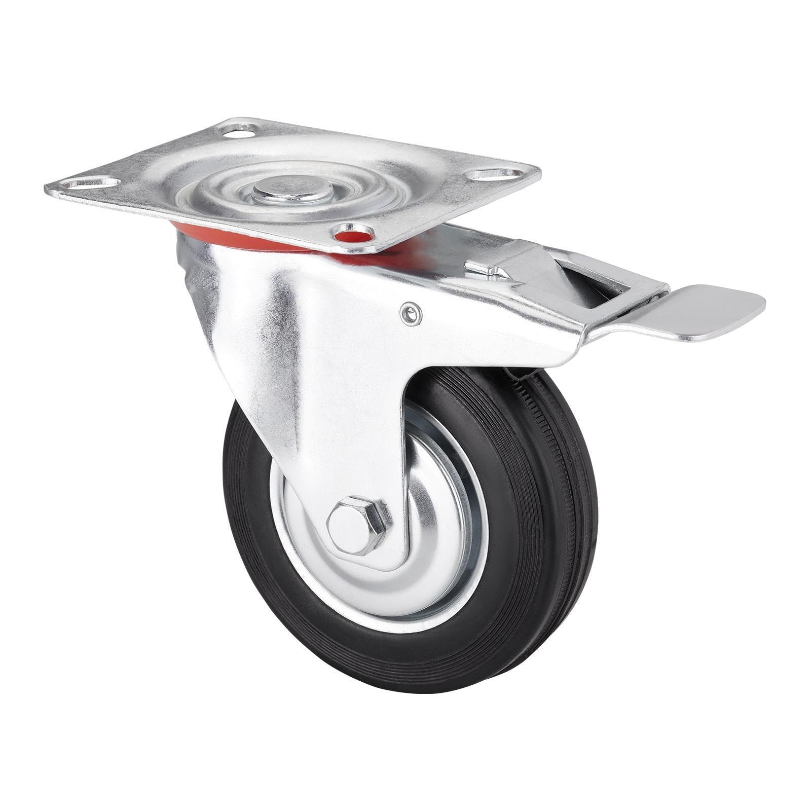SOTOOLS 4er SET Schwerlastrollen FORTIX Ø 200 mm (2x Bock, 2x Lenkrollen mit Bremse) – Tragkraft 440 kg Gummirollen Ø 200 mm mit Panhead-Schrauben – solide & langlebig