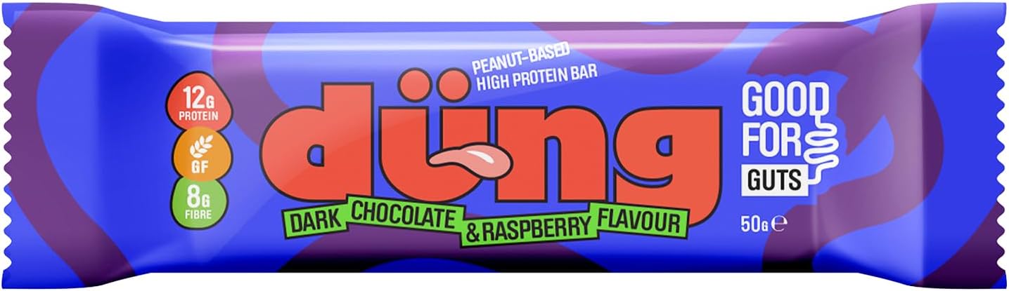 Düng High Protein Energy Bar — Dark Chocolate & Raspberry Flavour — 3 x 50g Pack — Indulgent, Nutritional, Feel-Good Snacking