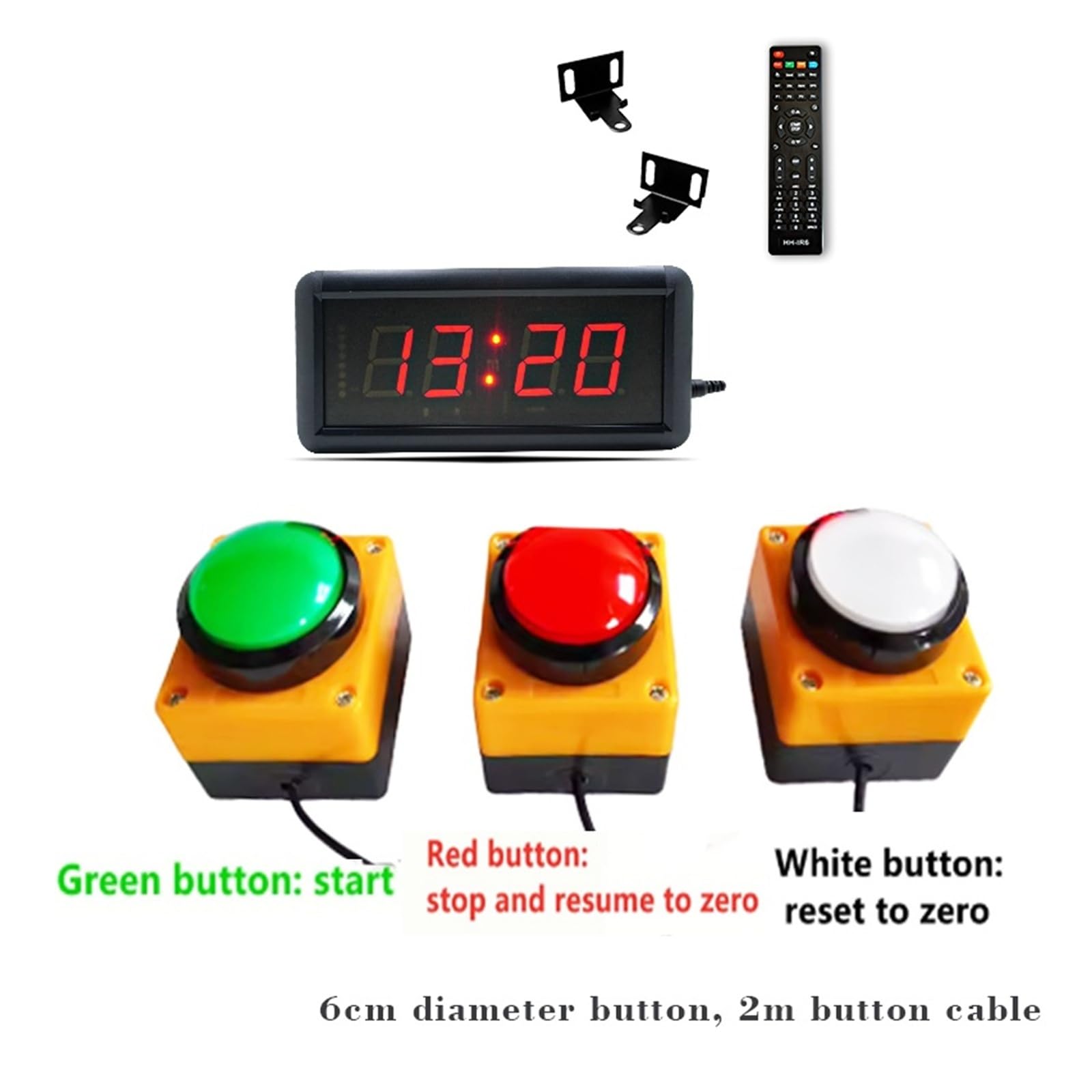 El botón del cronómetro con pantalla LED múltiple controla el temporizador, la cuenta regresiva del entrenamiento de competencia y el contador Pantalla brillante(1 Button)