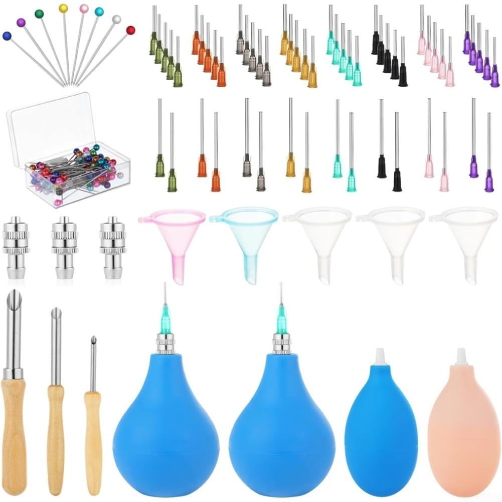 CYRENT Pottery Tool Set 102pcs High-Accuracy Glaze Applicator Kit with 8 Needle Sizes, Slip Trailer Bottle, Ceramic Decoration
