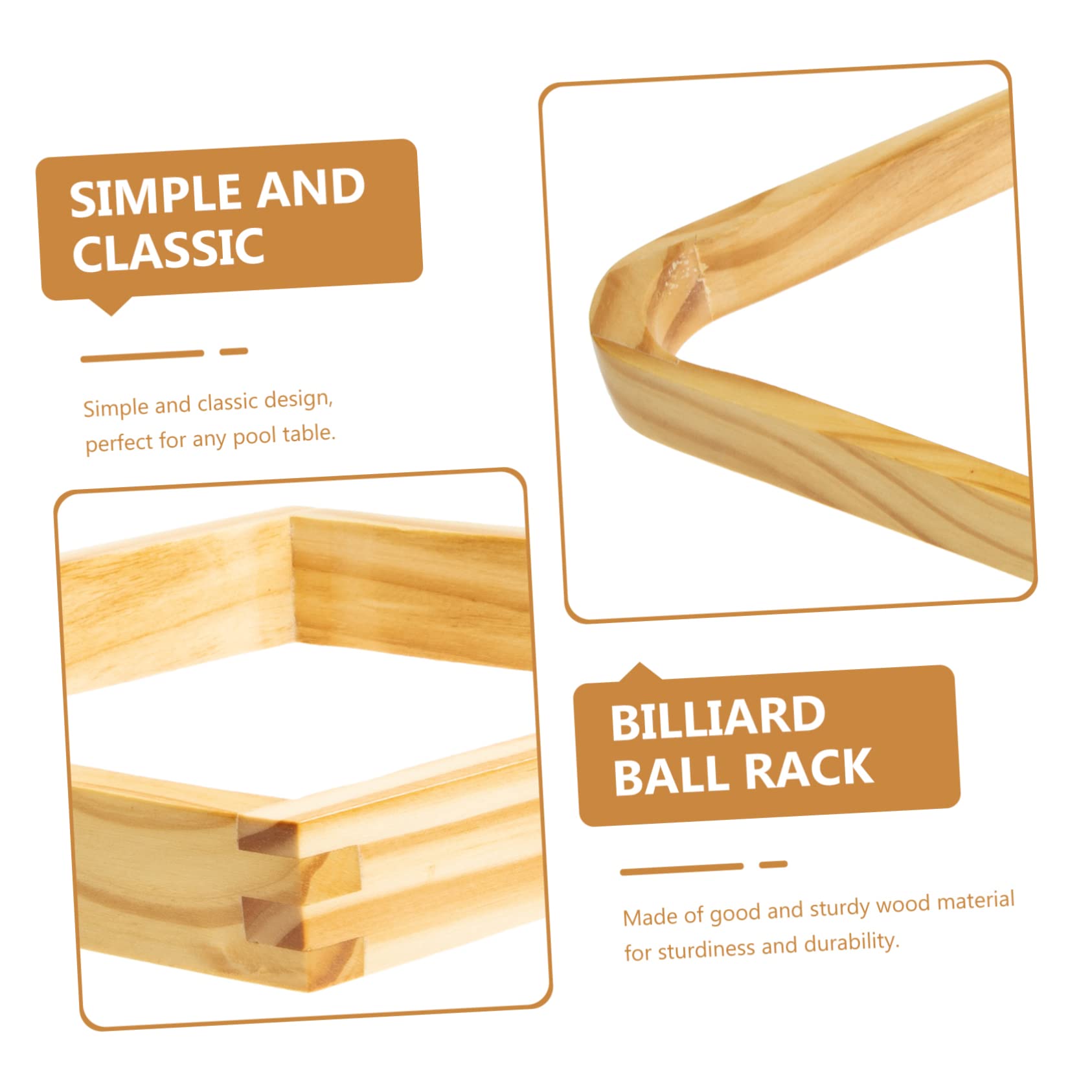 Support de Boules de Billard, Triangle de Billard, Cadre de Billard, 2 pièces, Accessoires de Table de Billard, Support de Billard en Bois(30x20.5cmx4pcs)