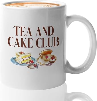Bubble Hugs Tea Lover Coffee Mug 11oz White - Tea and Cake Club - Tea Lover Cake Lover Foodie Dessert Pastry