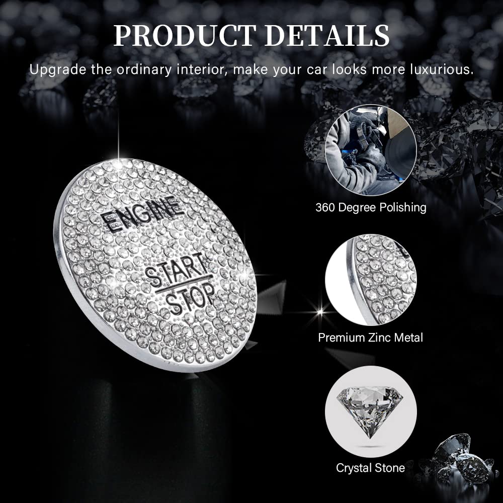 LECART for Mercedes-Benz Interior Accessories Bling Engine Start Stop Button Cover Ignition Button Cap Metal Decal Sticker for C E S M CLA CLS GLA GLC GLE GLK GLS Class