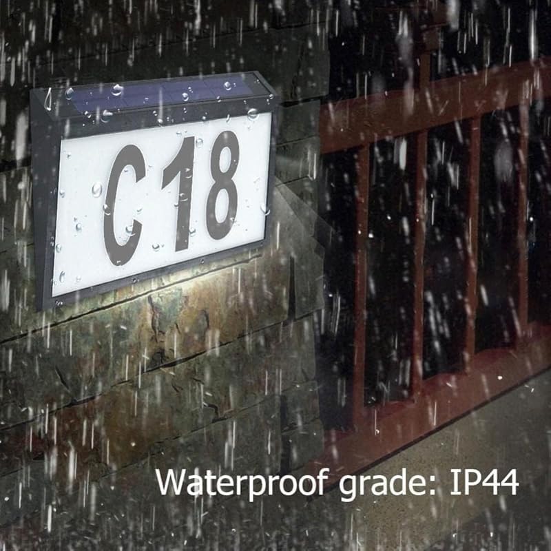 AZIEBAY太陽光発電ドアプレート、デュアル色温度切り替え、屋外ガーデン LED ライト、発光、防水、防錆、住宅の入り口、庭、門柱