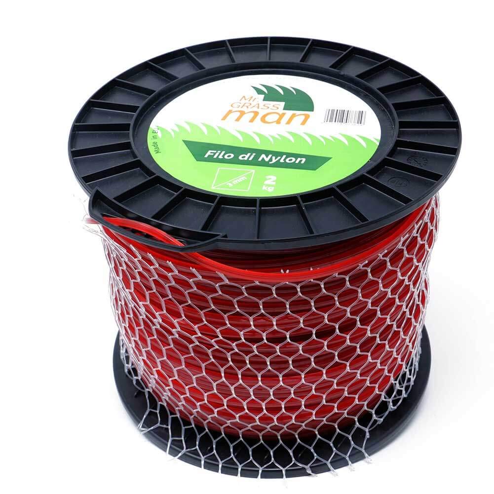 Mr. Grass Man Filo decespugliatore in Nylon Sezione Quadrata 3mm Bobina da 2kg