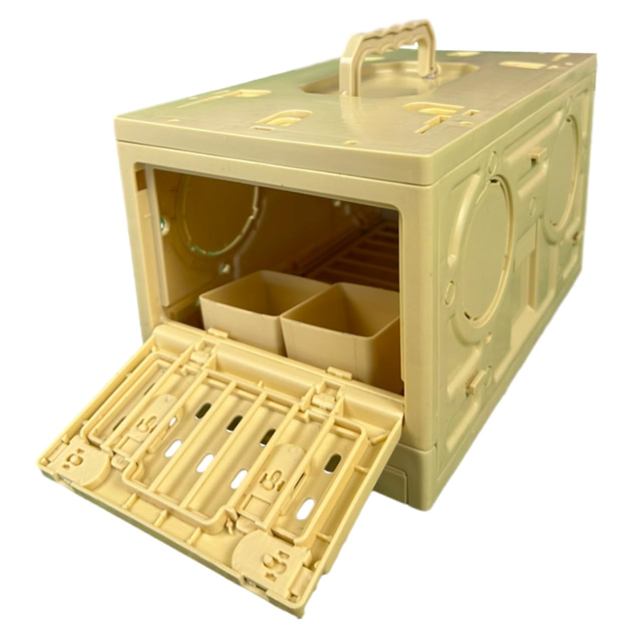 Cage de transport pour perroquets en plastique robuste et jaune pâle