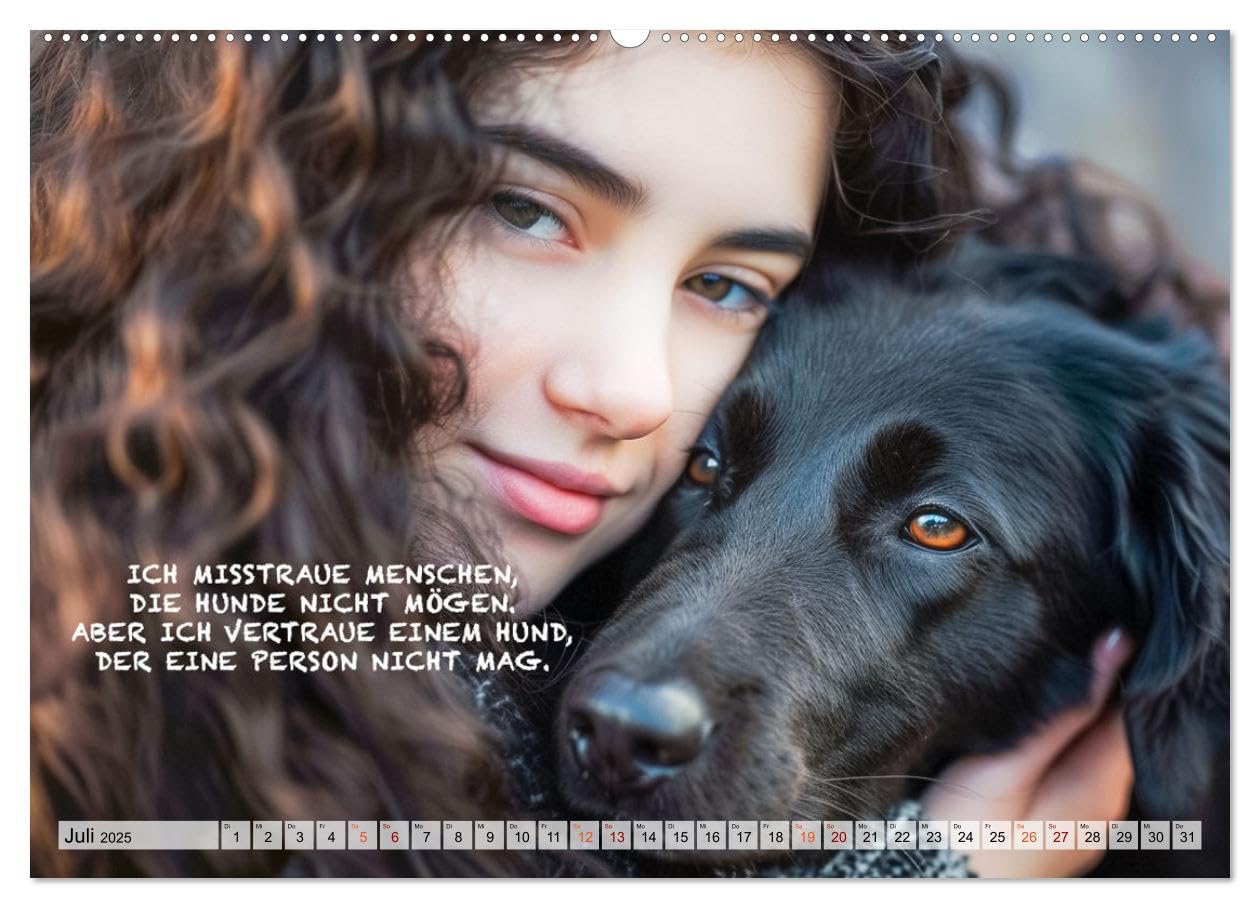 Cani e frasi toccanti (calendario da parete di alta qualità 2025 DIN A2 quer), stampa artistica lucida