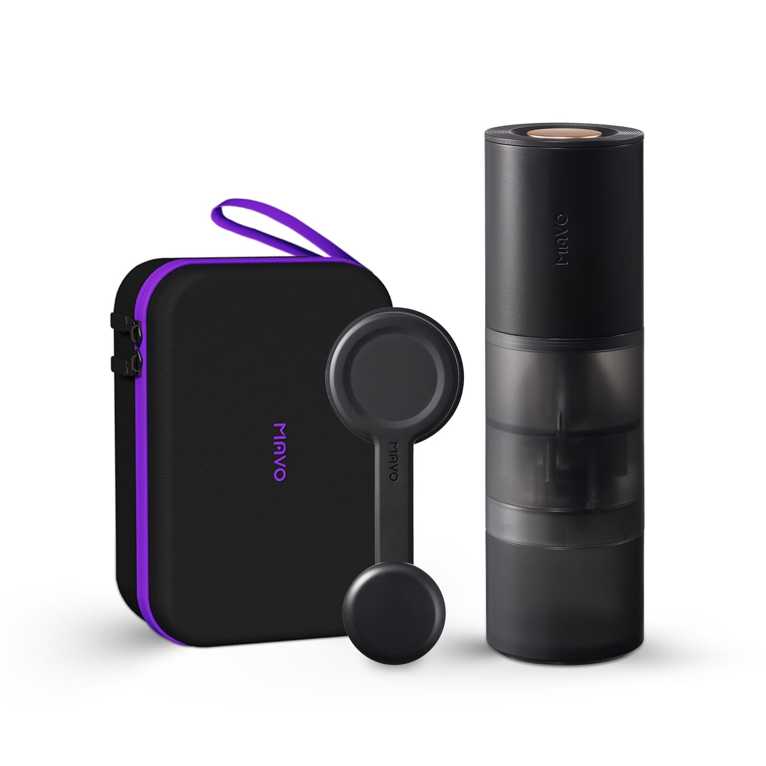 AURORA - Molinillo de café eléctrico portátil, molinillo de café recargable, 140 ajustes precisos para espresso a prensa francesa con mango manual, caja de almacenamiento