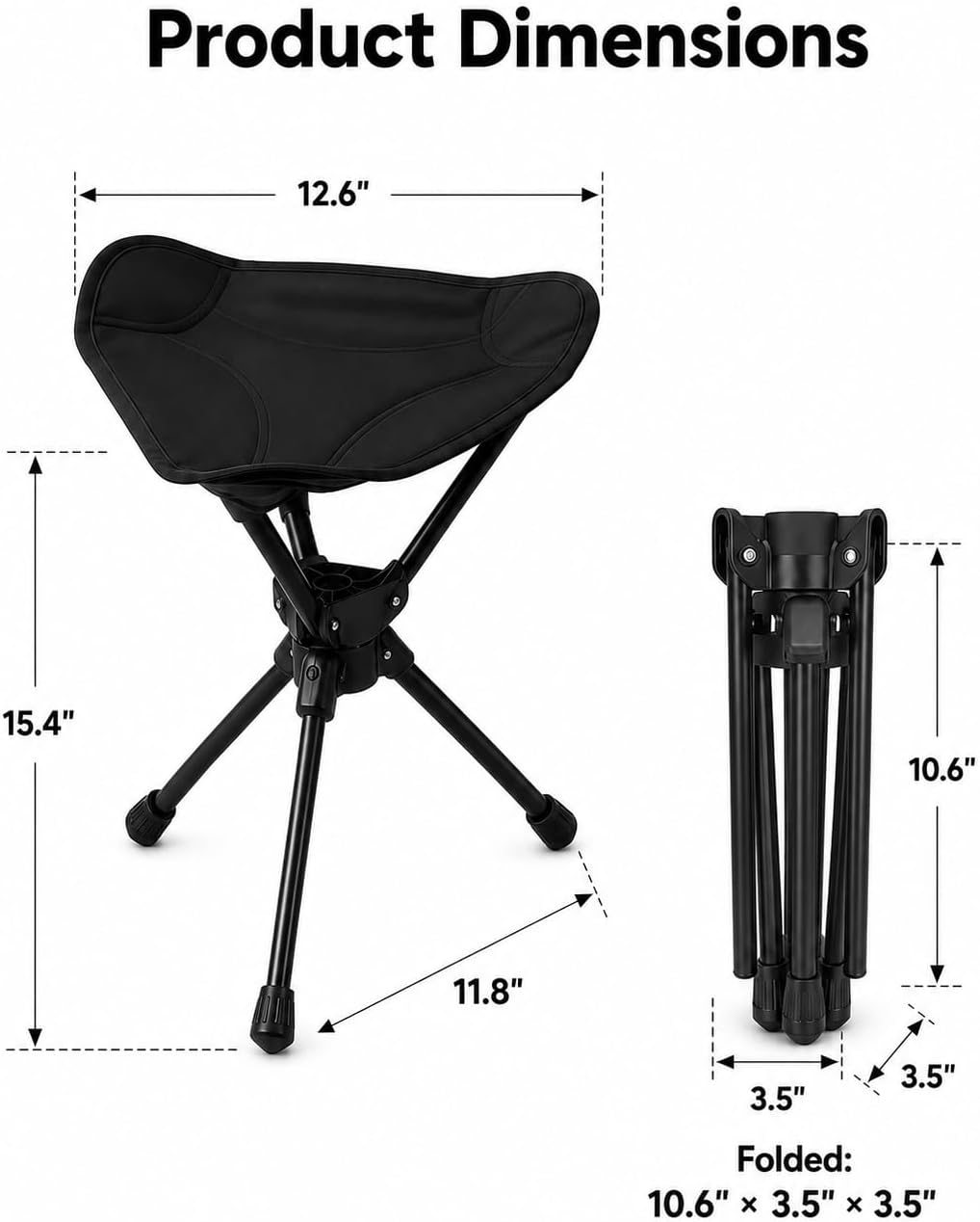 2 Pack 360° Folding Camping Stool, Portable Tripod Chair, Supports 255 lb image 2