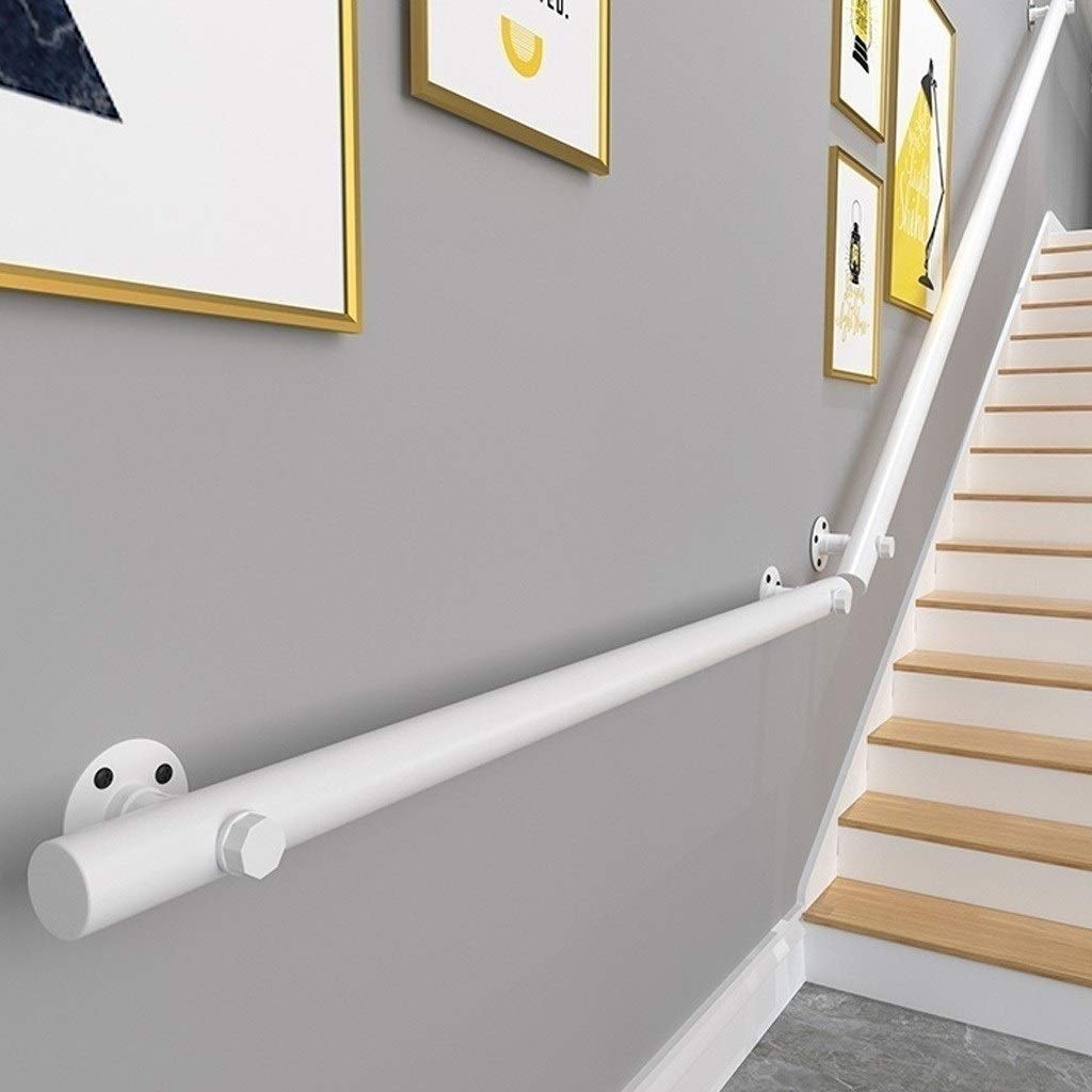 Wsporniki schodowe do użytku wewnątrz/na zewnątrz, zestaw wsparcia balustrady z litego drewna sosnowego, dla osób starszych, willi i loftu, 119 cm, białe akcesoria do schodów