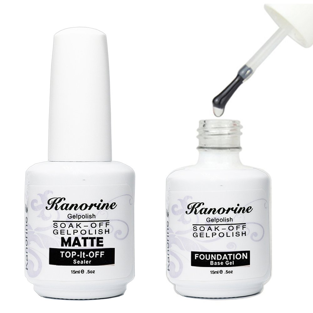 Kanorine Matte Top Coat & Base Coat UV LED Soak Off Gel Nail Polish Lacquer Manicure