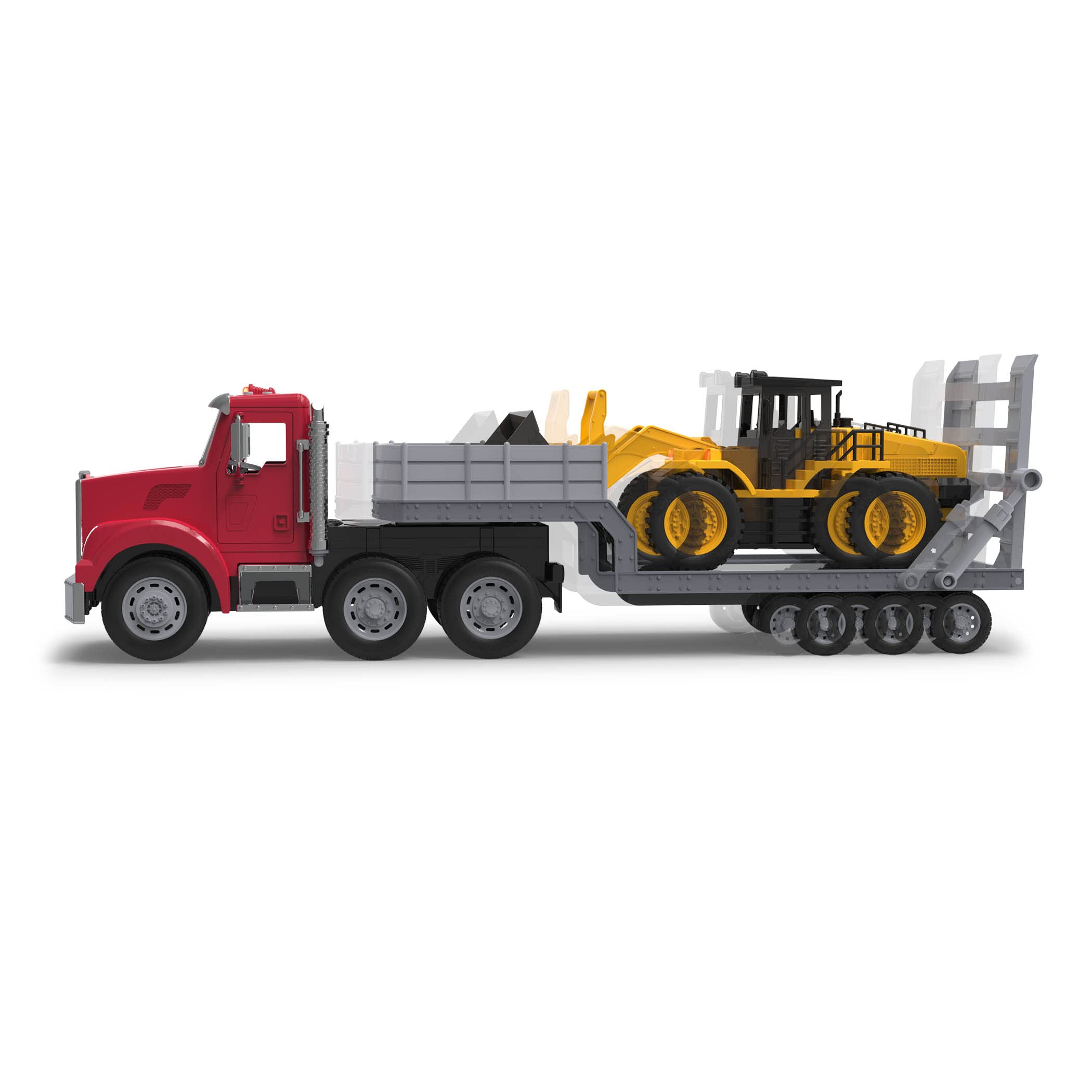 Driven by Battat - Jumbo-Transportwagen, 69 cm - Großer Spielzeug-Transporter - Bonus-Frontlader inbegriffen - Realistische Lichter und Geräusche - Langlebige, bewegliche Teile - 3 Jahre +