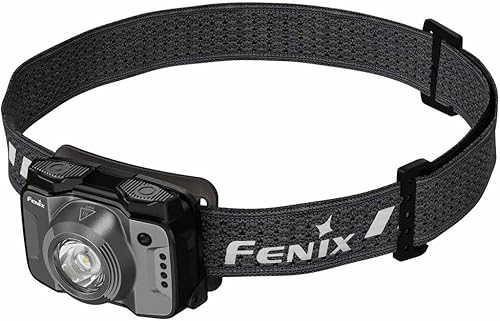 Fenix HL12R V2.0 - Faro delantero, USB-C recargable, batería incorporada, 500 lúmenes, ligera, 2.5 oz (72.5 g), impermeable IP66 (gris)