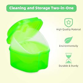 Colorful Plastic Dental Orthodontic Retainer Container Cleaning Case,Denture Bath Box Case Cup Holder Travel, Mouthguard Storage Soaking Case
