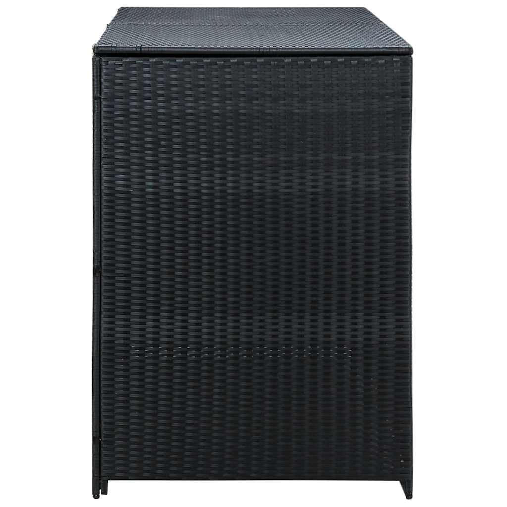 Mülltonnenbox für 2 Tonnen mit Türen und Schließsystem, Poly Rattan Schwarz 148x80x111 cm, Gartenlagerung