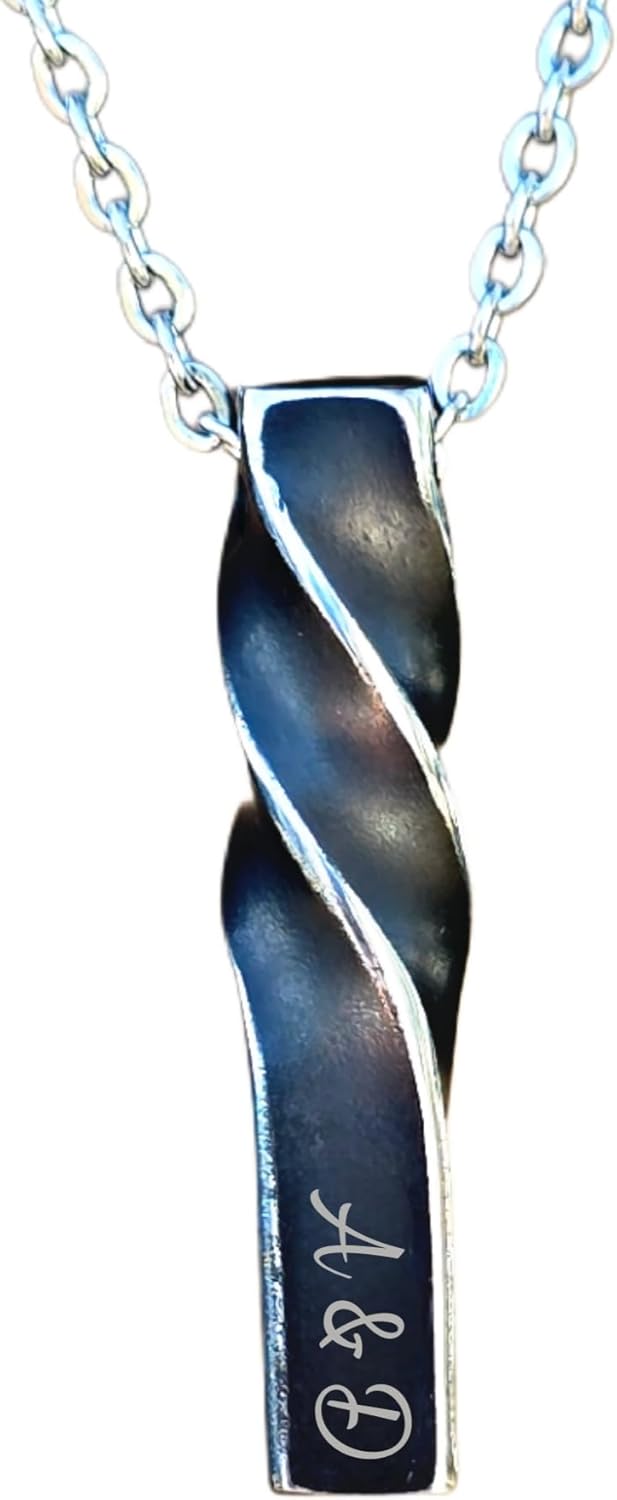 Iron Twist Necklace, 6th Anniversary and 11th year gift, Hand forged Iron Twist pendant, Custom engraving